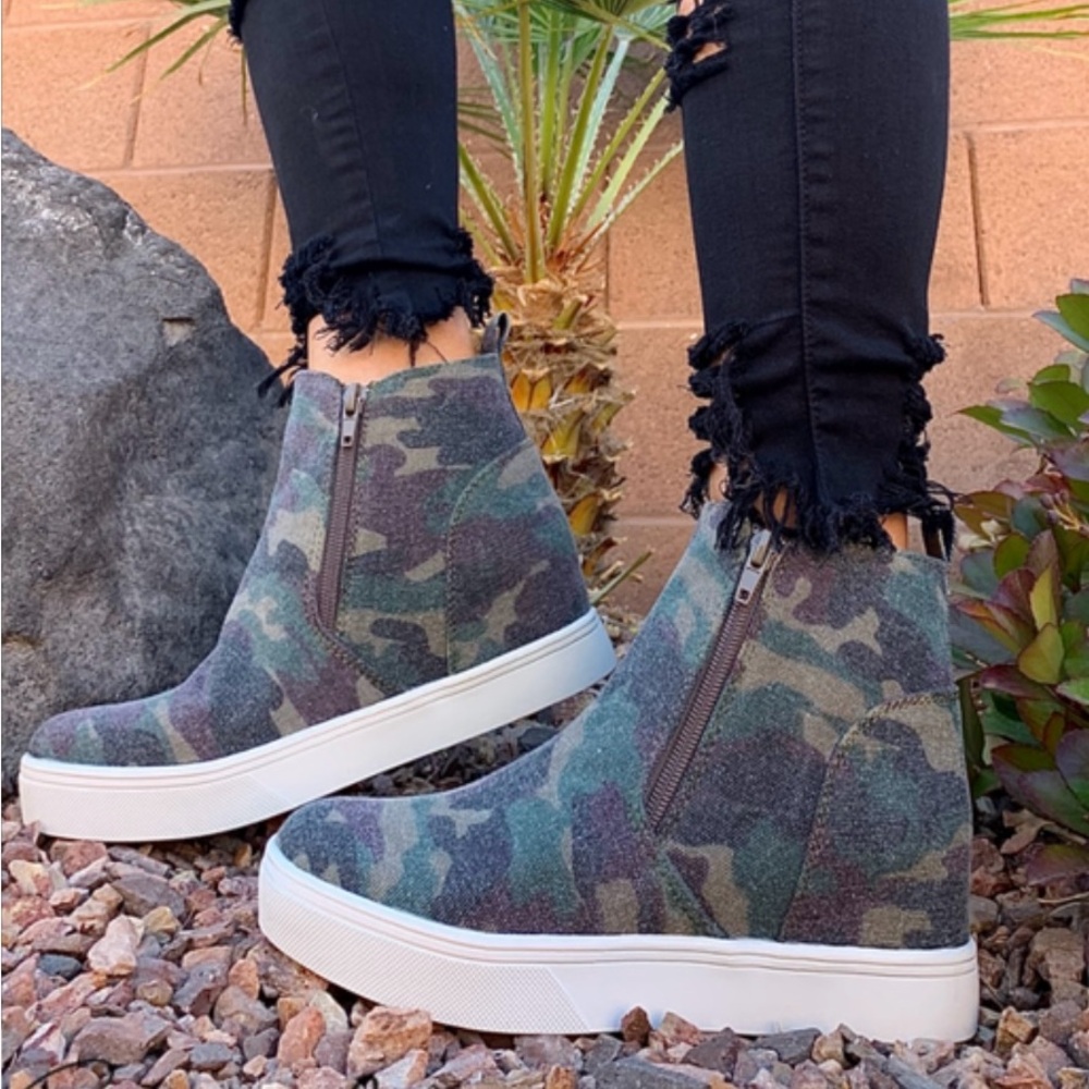 Boutique by Corkys: Camo Wedge Sneakers